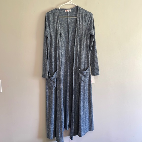 LuLaRoe Sweaters - Lularoe Sarah blue ribbed long cardigan duster size small new